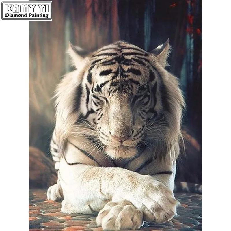 Diamond Mosaic Animals Full Square/Round Drill Decoration Home 5D DIY Embroidery Painting Tiger | Дом и сад