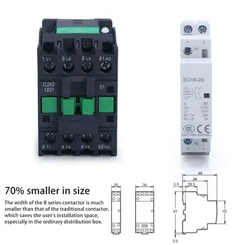

AC Contactor 2P 20A 230V 2NO 60HZ Din Rail Household Durable AC Contactor Relay