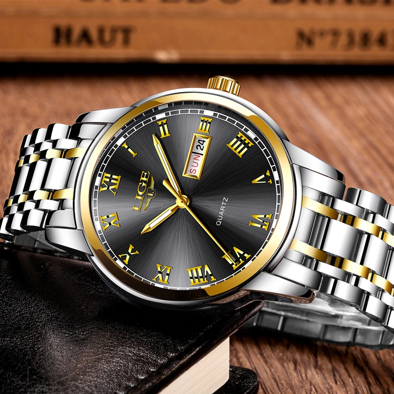 LIGE Watch Men Fashion Sports Quartz Clock Mens Watches Top Brand Luxury Full Steel Business Waterproof Watch Relogio Masculino