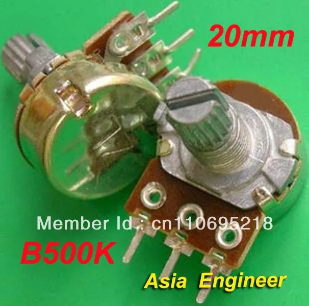 50pcs Potentiometer Pot B500K 500K Linear shaft 20mm BKP05AC/DC