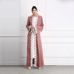 Мусульманин кружева Абаи длинные платья макси кардиган-кимоно длинные халаты Туника Jubah Ближний Восток Рамадан арабских Исламская