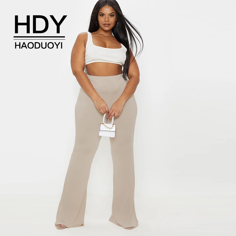 

HDY Haoduoyi Casual Full Length Waist Tie Sexy Loose Classic-fit Plus Size Cross Flat Solid Dailywear Fashionpants