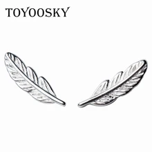 TOYOOSKY новейшее серебро 925 пробы крошечные пуссет перо серьги для женщин девушки подарок на день Святого Валентина Стерлинговое Серебро-ювелирные изделия