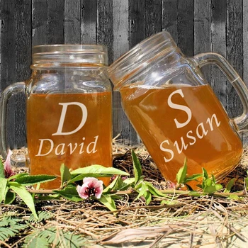 

Personalized Vintage Mason Jar Glass Jars Custom Name Rmantic Glass Drinking Bottle for Couples Water/Juice/Beverage Container