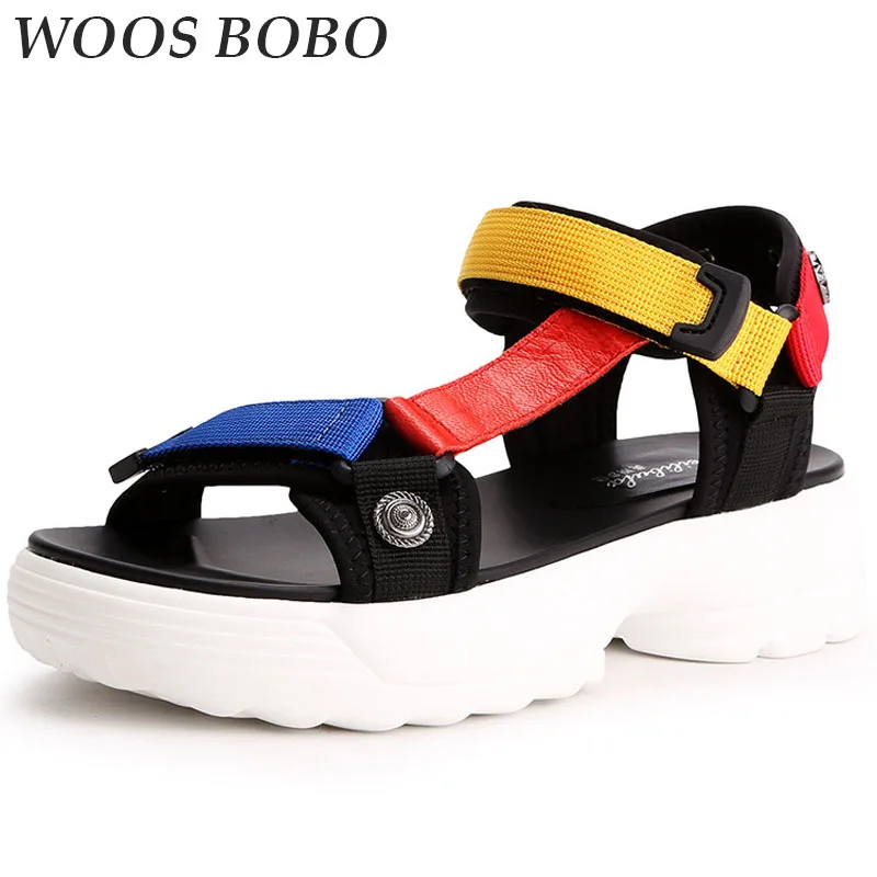 

BOBO Summer Womens Platform Sandals Concise Ladies Fashion Peep Toe Girl Flat Sandals Walking Outdoor Casual Shoes Woman Brand