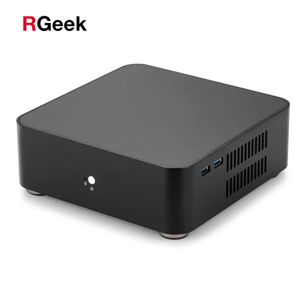 RGEEK L60 All Aluminum Chassis Small Desktop Computer Case PSU HTPC Mini itx pc with Power Supply