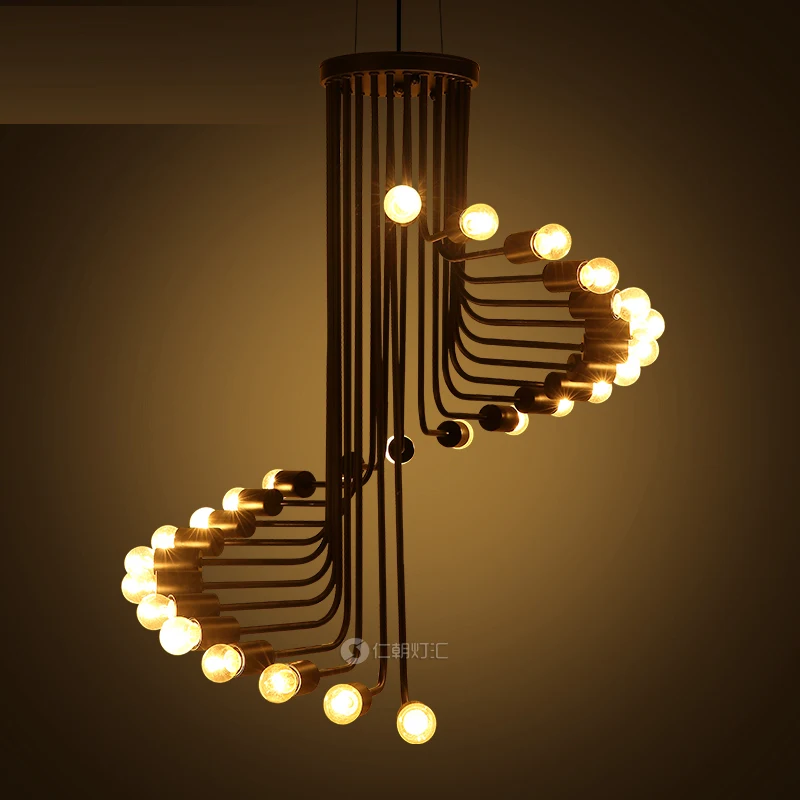 

pendant light American retro industrial wind personality lighting helix cafe restaurant bar stairs pendant lampsCL GY47 lo1021