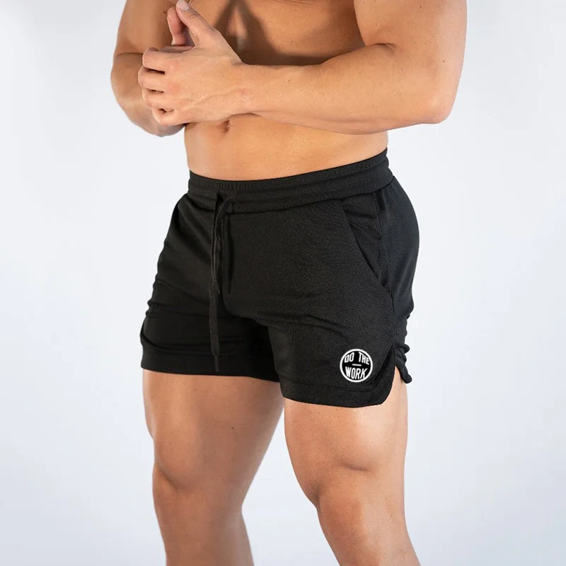 Новые модные мужские спортивные шорты с принтом, брюки с карманом, сетчатые спортивные штаны для бодибилдинга, фитнеса, повседневные мужские шорты для бега - Цвет: black26