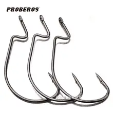 Lot 100pcs Stainless Steel Worm Hook Jig Offset Gap Big Bass Sea Fishing Lure Hooks Black