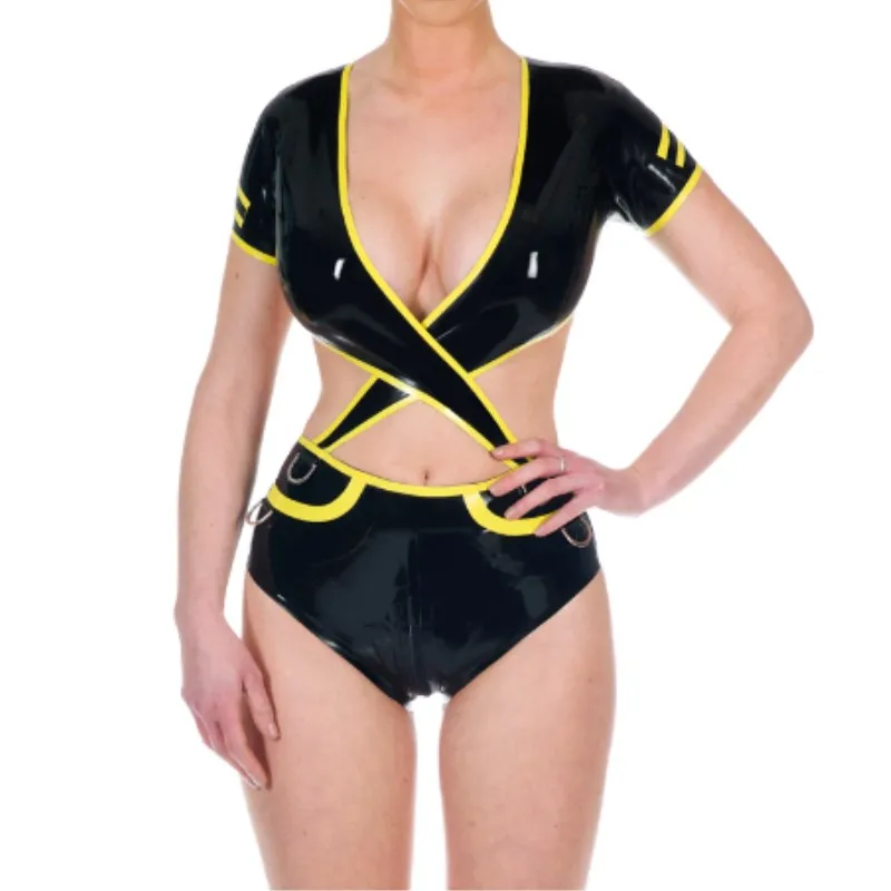 

2019 Latex 100% Gummi Rubber Uniform Underwear Bra Shorts Bikini Suit Sexy Black Cosplay Customized Size XXS-XXL