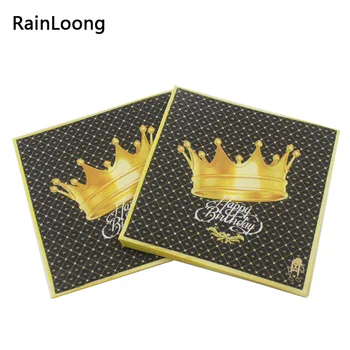 

[RainLoong] Crown Paper Napkins Festive & Party Supplier Tissue Napkins Decorations Guardanapo 33cm*33cm 5packs (20pcs/pack)