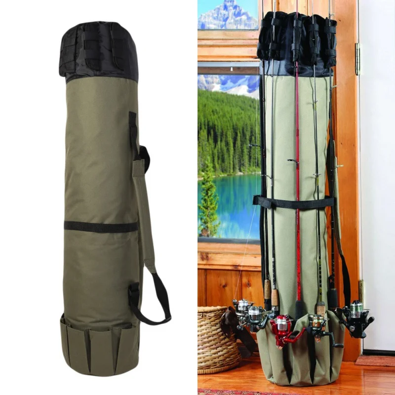 

Large Capacity Fishing Rod Bag Carrier Fishing Reel Organizer Pole Storage Bag Adjustable Fishing Rod Holder Waterproof Fishing