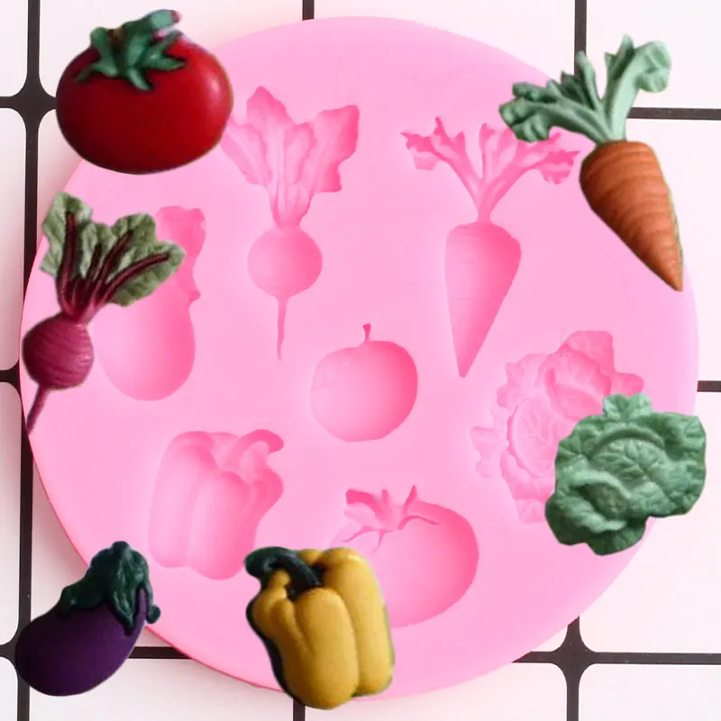 

Vegetable Fruit Radish Tomato Eggplant Cabbage Silicone Mold DIY Fondant Cake Decorating Tools Candy Chocolate Gumpaste Mould