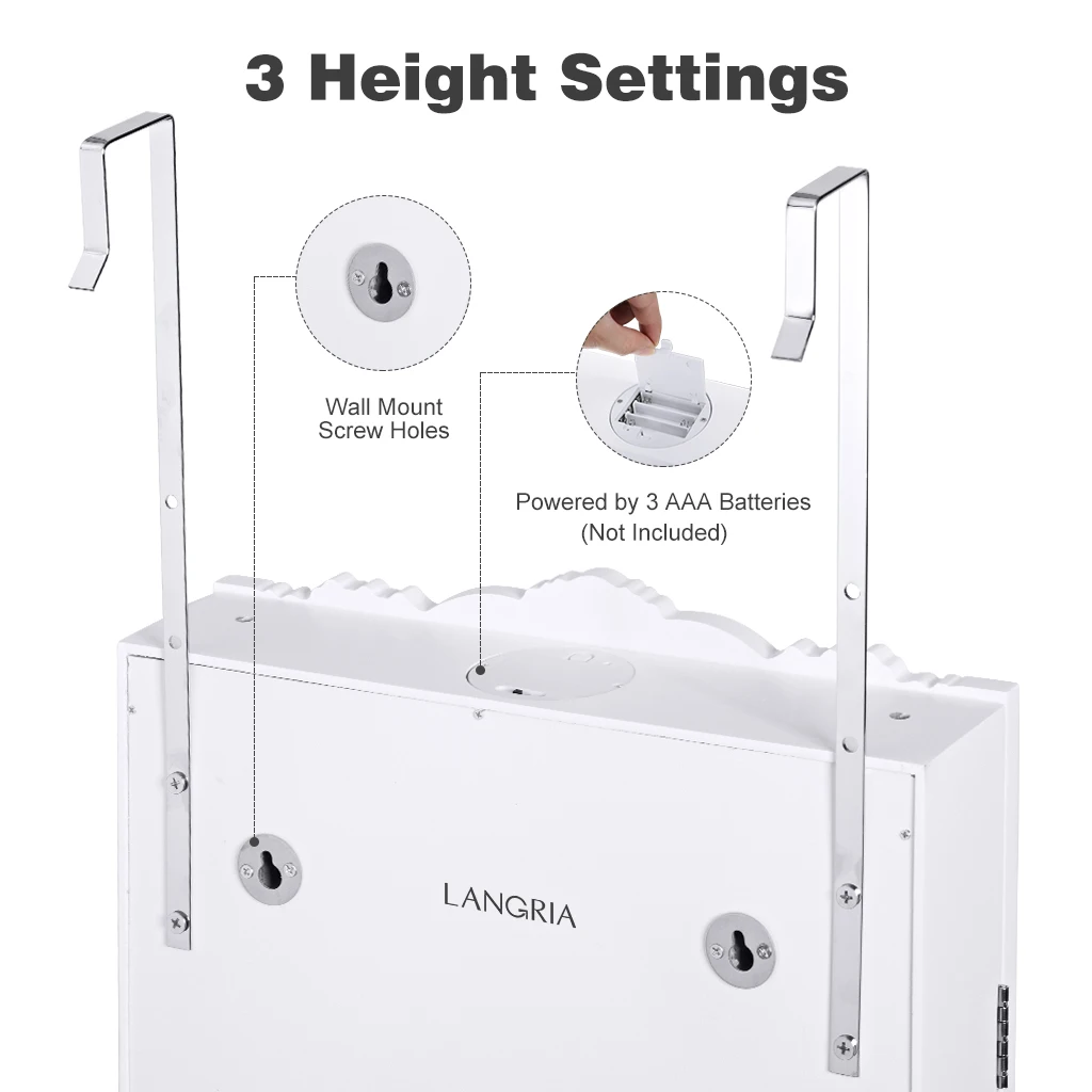 LANGRIA настенный подвесной шкаф для ювелирных изделий на всю длину с запираемым креплением, светодиодный шкаф с 3 регулируемыми высотой