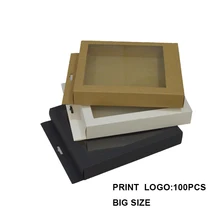 10 шт. дисплейная коробка с окном большой подарочной коробке Коробки большая коробка подарка черный Бумага коробка для упаковки белая крафт-бумага подарочная упаковка