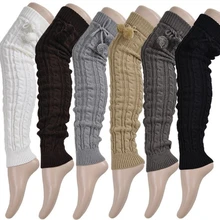 Вязаные женские зимние гетры до колена, высокая соединительный кабель, вязаные длинные сапоги, носки, женские сапоги, гетры