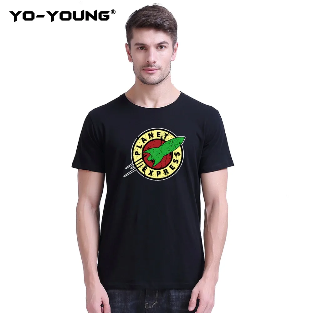 

Yo-Young Men T-Shirts Planet Express Print 100% 180 gsm Combed Cotton Casual Summer Top Tee Shirts Homme Customized