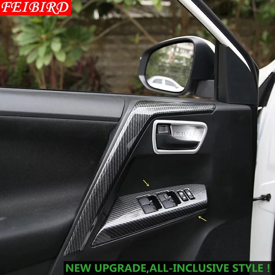  Inside Door Handle Panel Surround Window Lift Switch Cover Kit Trim Accessories For Toyota Rav4 Rav