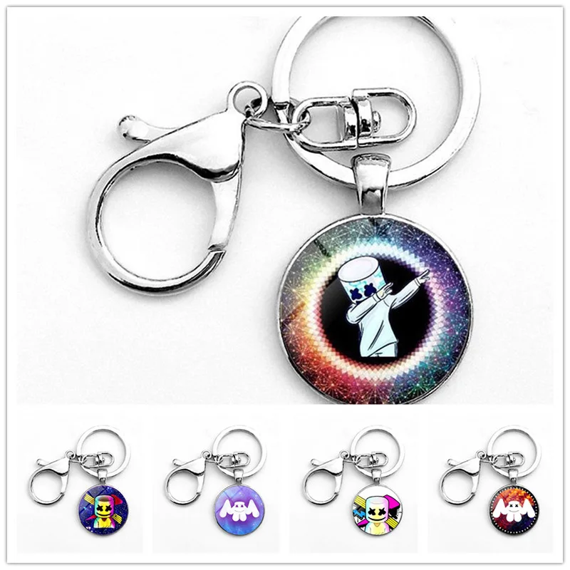 

ZSQH DJ Marshmello keychains prop key chain fashion Keyring Best Gift Halloween Cosplay Pops Accessory For Kids Women&Men Boys