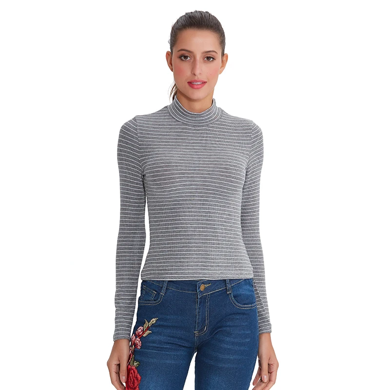 

Vintage Fashion Long Sleeve Turtleneck Slim Women Undershirt Ladies Bottoming Blouse M30107