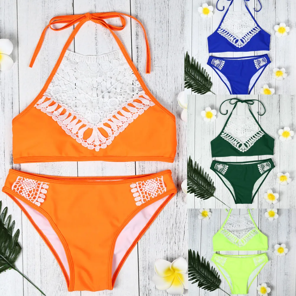 

6 Colors Women Sandy Beach Bra Sexy Tankini Push Up Padded Bra Halter Bikini Set Swimsuit Set Beach Swimwear Bathing Suit 2019