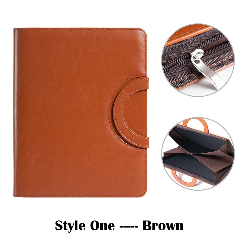 Fichario Binder A4 папка для документов чехол для менеджера Padfolio бизнес офисный Органайзер держатель для шкафа на молнии портфель сумка - Цвет: Style 01-Brown