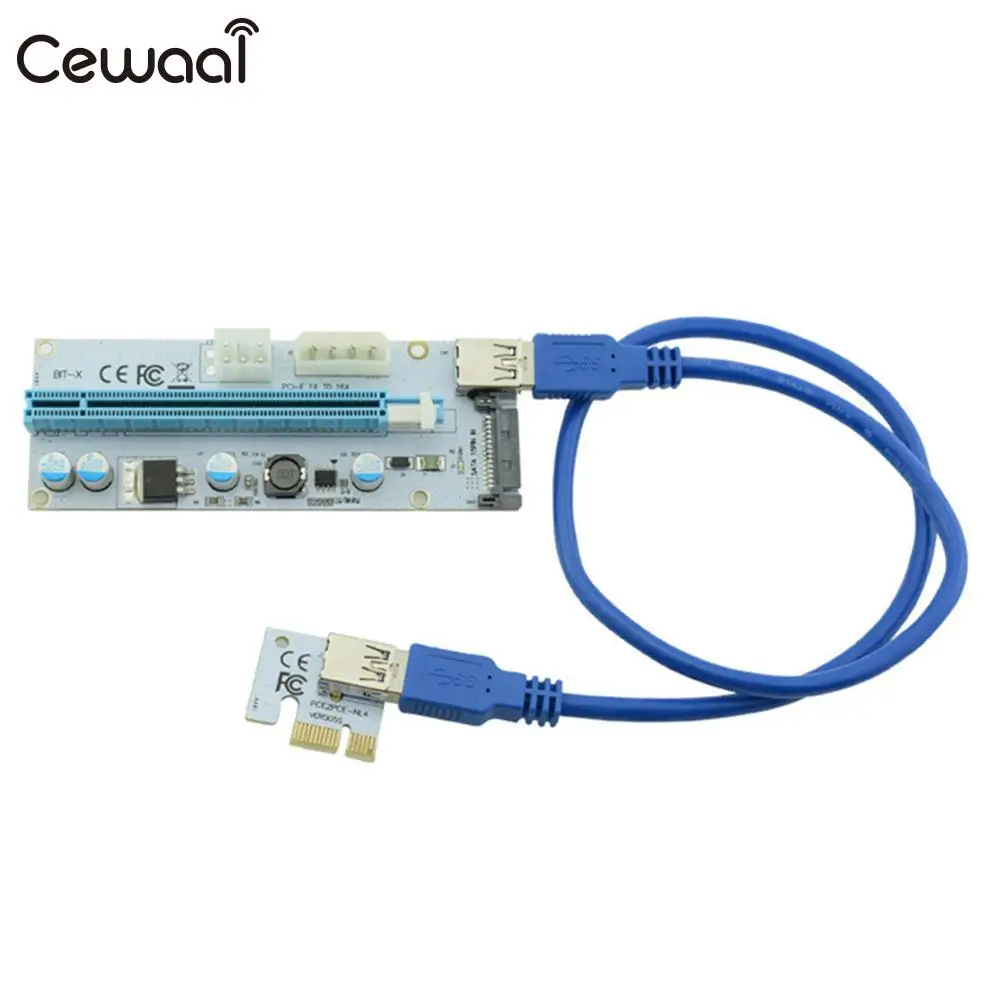 Cewaal 1X 16X Graphics USB Adapter Extension Cable PCIE Transfer Card Mining Line Riser1x 16x