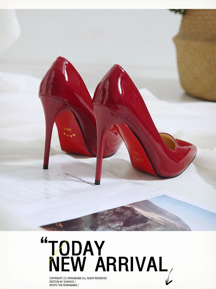 Modis/пикантные черные туфли-лодочки на высоком каблуке; женская обувь с красной подошвой; обувь для вечеринок на каблуке; escarpins femme; коллекция года; свадебные туфли; zapatillas mujer