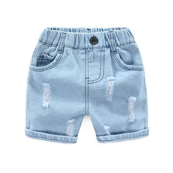 

Summer Boy Denim Shorts Casual Elastic Waist Cotton Boy Kids Shorts Hole Beach Children Trousers Toddler Baby School Clothes