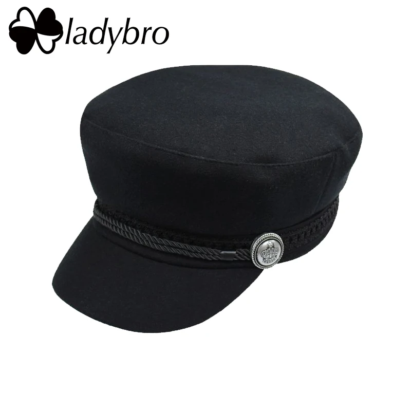 Ladybro осенне-зимняя женская шапка, восьмиугольная шапка, женская шапка с имитацией шерсти, модная бейсболка с пуговицами, шапка Gorras Casquette