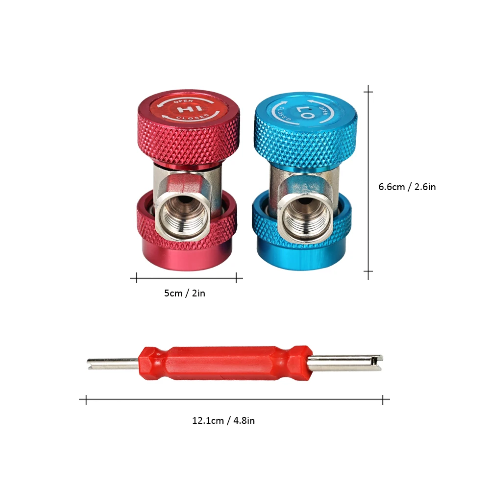 3 шт. 1/" регулируемые R134A быстрые муфты адаптеры Высокая Низкая AC манометр шланг конверсионный комплект с клапаном для удаления