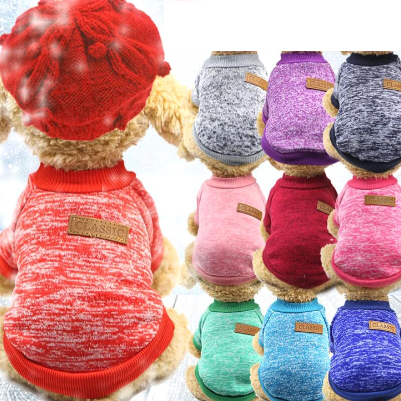 

High Quality Solid Color Pet Dog Winter Keep Warm Jumper Sweater Clothes Cat Puppy Knitwear Coat Free Size Suit Y295