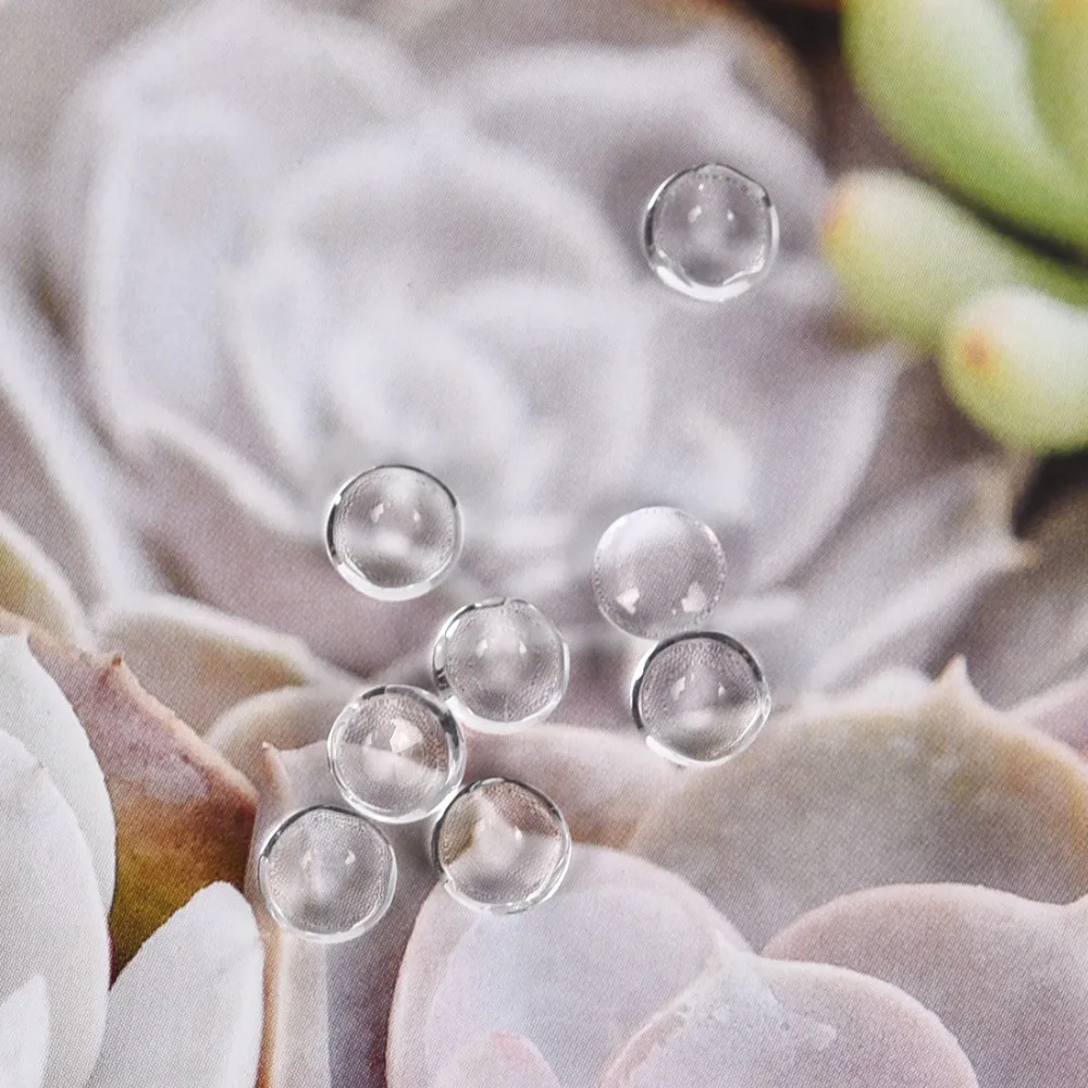 6mm Round Cabochons Transparent Glass Clear Flat Back (2)