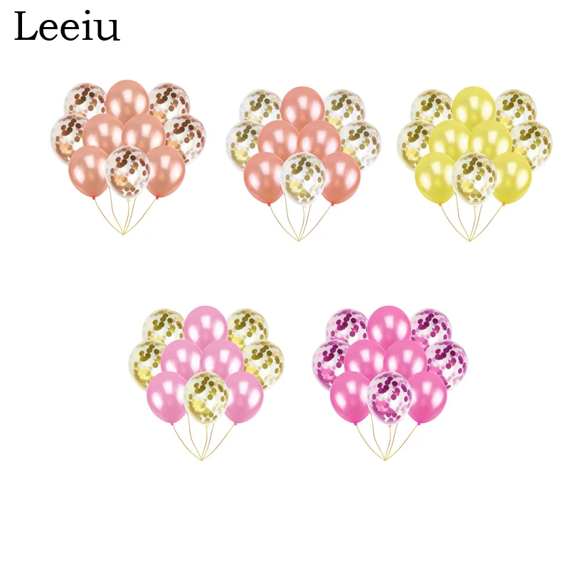 

Leeiu 10 Pcs Bridal Shower Wedding Decoration Rose Gold Balloons Confetti Balloon Happy Birthday Latex Ballons Party Decoration
