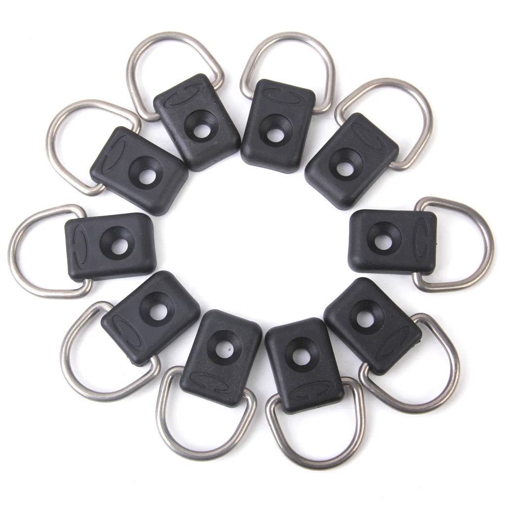 10Pcs Lightweight Nylon Kayak Boat Dinghy Rope Buckle Single Loop Deck Eye Water Sports Rowing Boats for Surfing Fishing Accesso