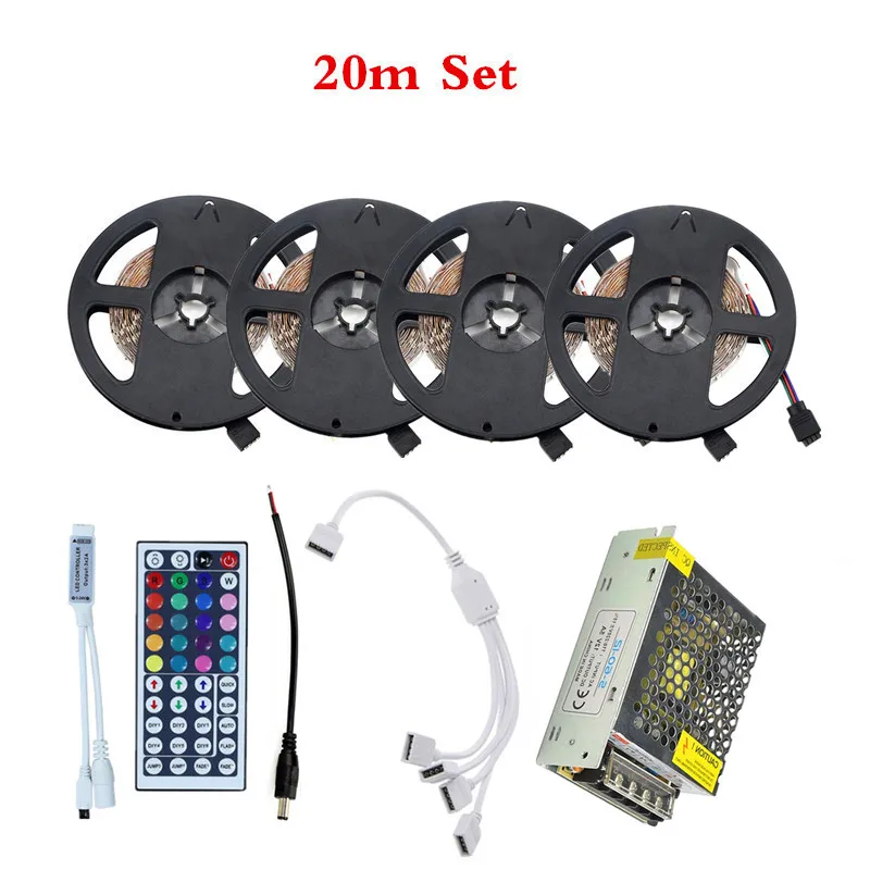 Светодиодная лента RGB 5 м 10 15 20 12 в пост. Тока SMD 2835 водонепроницаемая гибкая