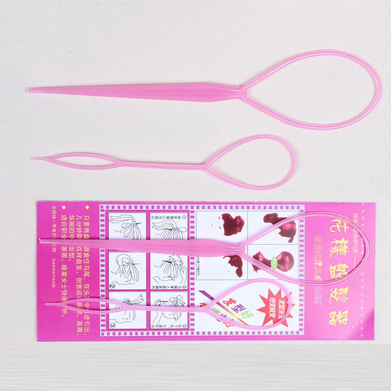 MISS ROSE 2 Pcs Women Hair Braid Maker Ponytail Creator Plastic Loop Styling Tools Black Beauty Pony Tail Clip Styling Tool