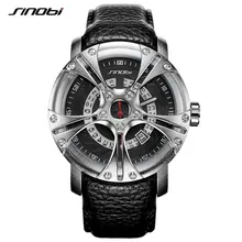 SINOBI Men Watch S Shock Military Watch Men Leather Straps Racing Wheel Sports Quartz Watches Top Brand Luxury relogio masculino