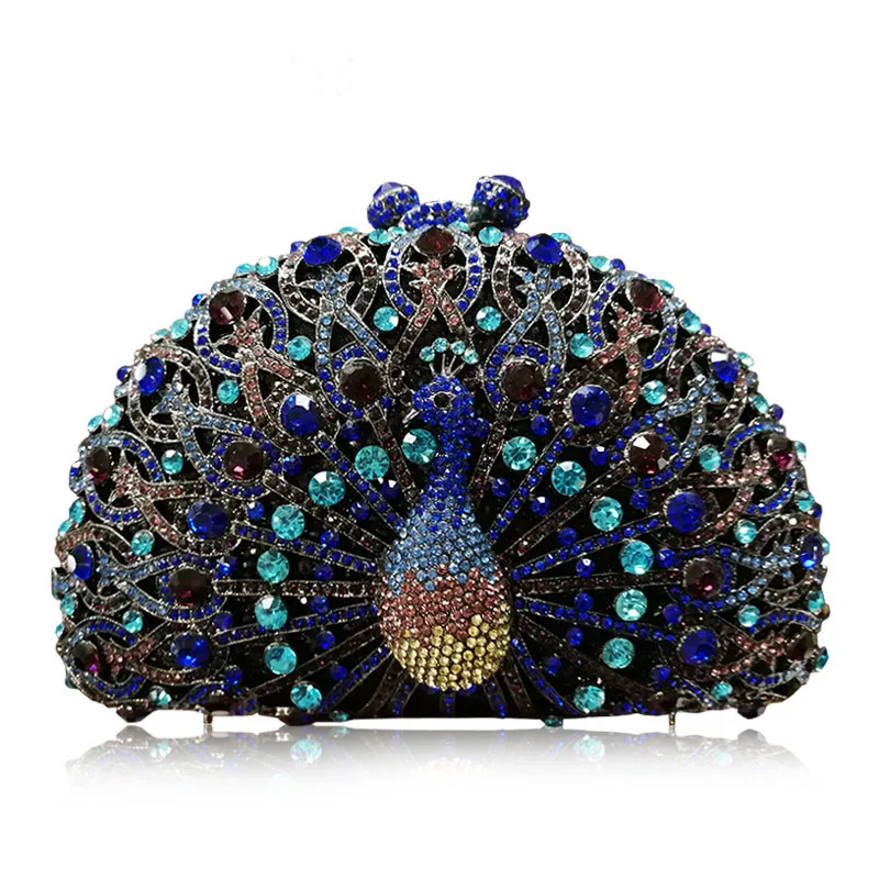 Сумка с изображением павлина, вечерний клатч с камнями, сумка на плечо, Сумка с кристаллами, роскошные сумки, женские дизайнерские сумки - Цвет: 17 Shoulder Bag