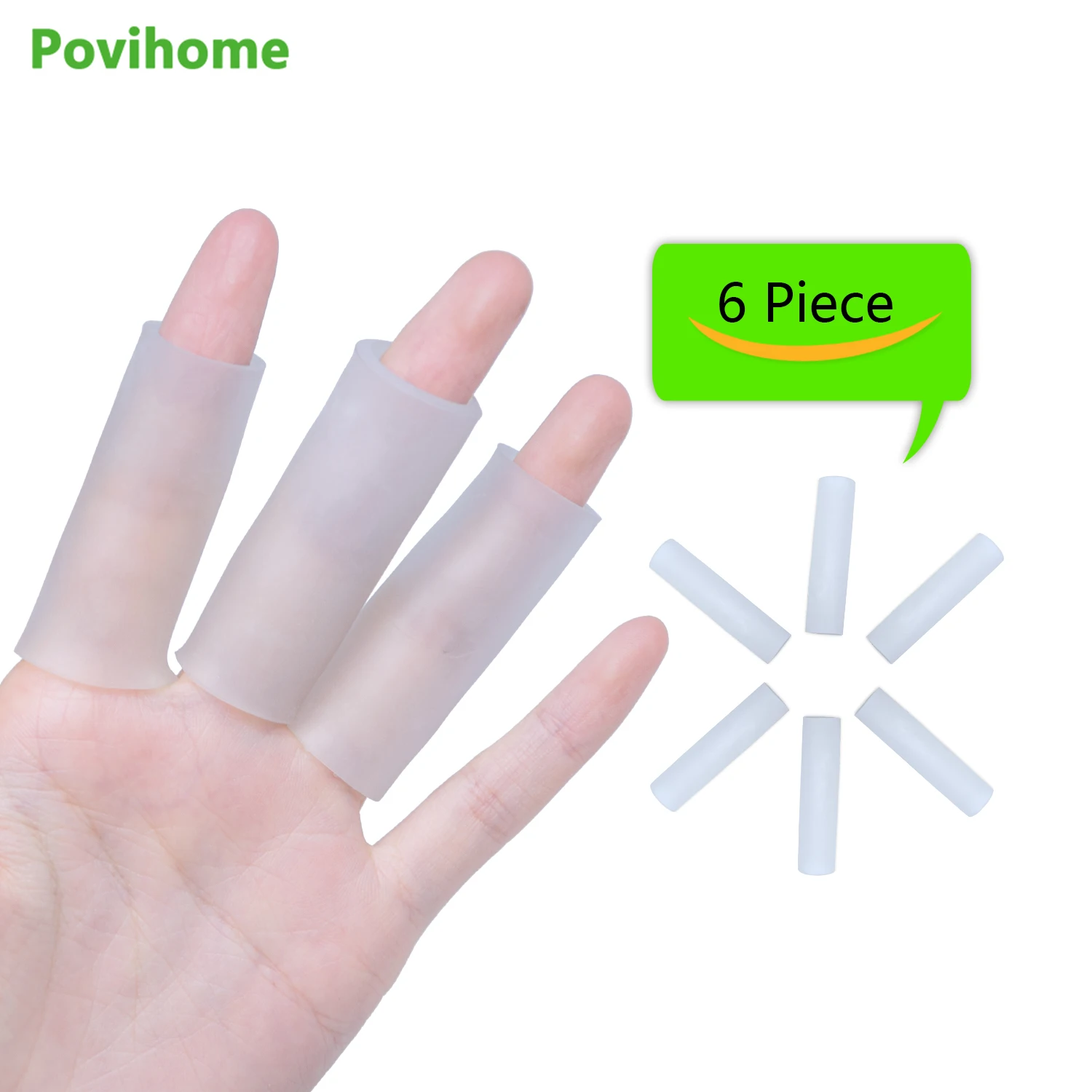 6 Pcs Open Soft Silicone Gel Tube Finger Protector Sleeves Separators