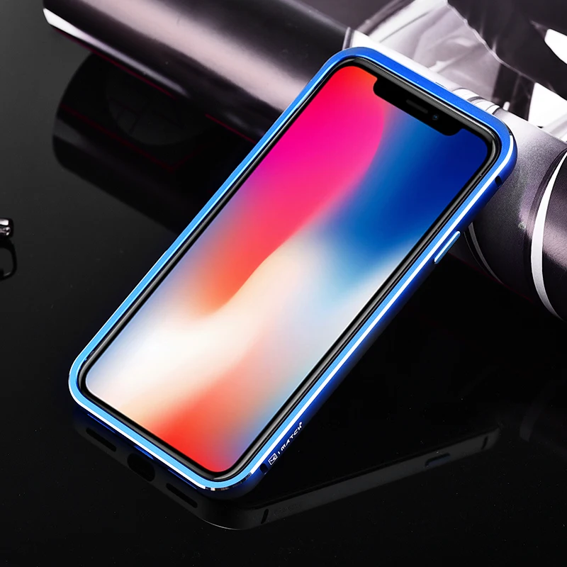 iMatch Aviation Aluminum Alloy Metal Bumper Tempered Glass Back Cover Case for Apple iPhone X
