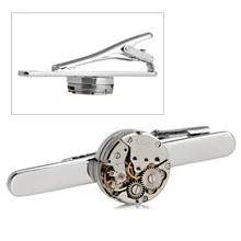 Fashion Steampunk Men’s Tie Clip Vintage Watch Movement Tie Clasp Tack Silver -m15