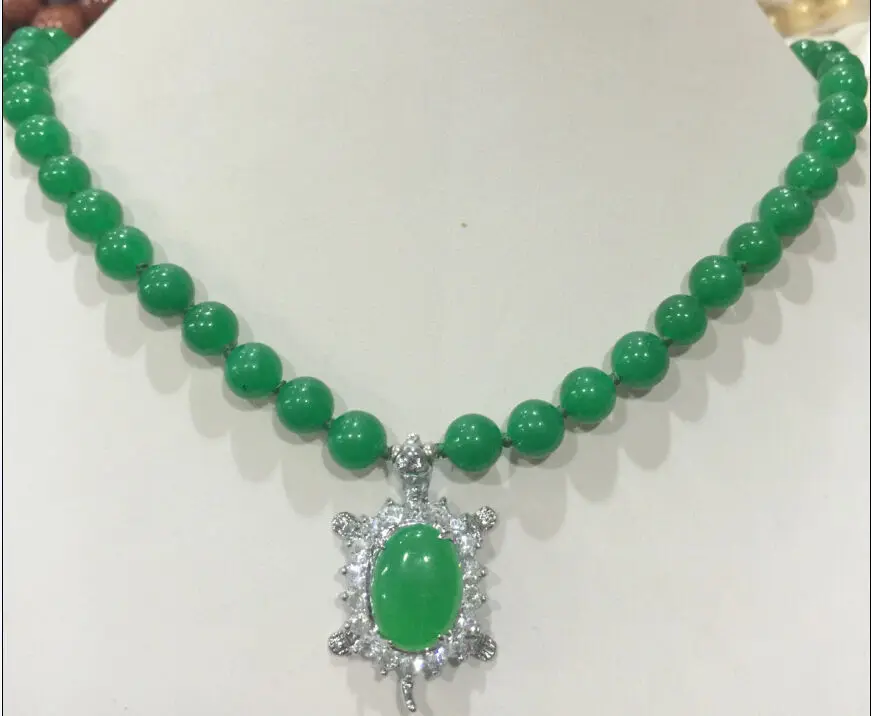 

RHJ00142 New!Fashion Jewelry Green emerald Pendant /necklace 8mm