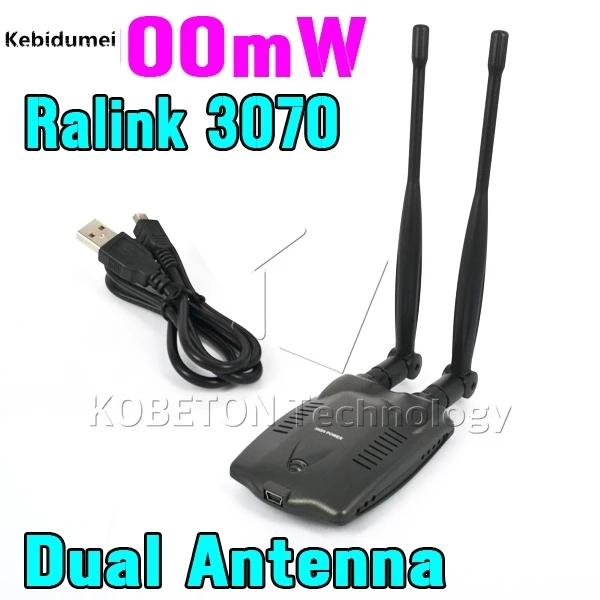 

Kebidumei USB Wifi Wireless Network Card Ralink 3070 High Power 3000mW Wireless Wifi Adapter Receiver Long Range Dual USB