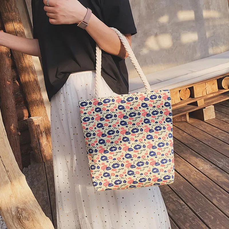 

2019 New Casual Women Large Capacity Canvas Tote Shoulder Bag Shopping Summer Beach Bags WML99