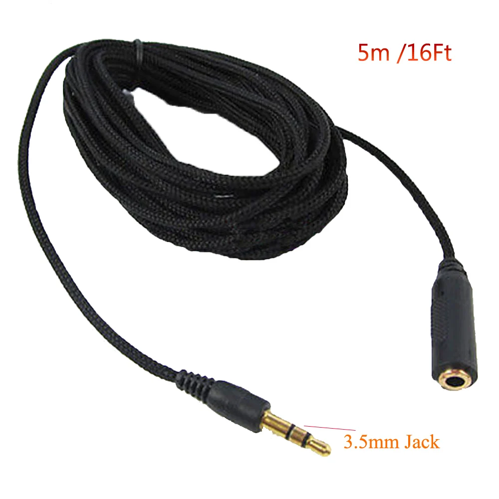 

5m 16Ft Headphone Extension Cable 3.5mm Jack Male to Female AUX Cable M/F Audio Stereo Extender Cord Earphone 3.5 mm Cloth Cable