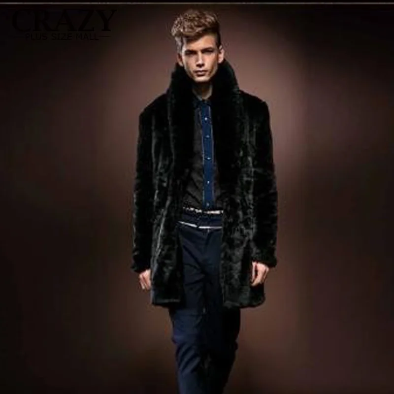 New 2018 Plus Size Men Middle Long Cool Faux Winter Thickening Rabbit ...