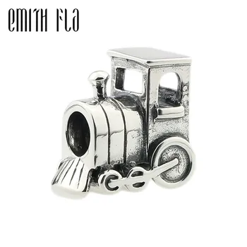 

Authentic 925 Sterling Silver Train Charm Beads Fit For European Brand Troll Bracelet & Necklace Vintage DIY Pedant Jewelry