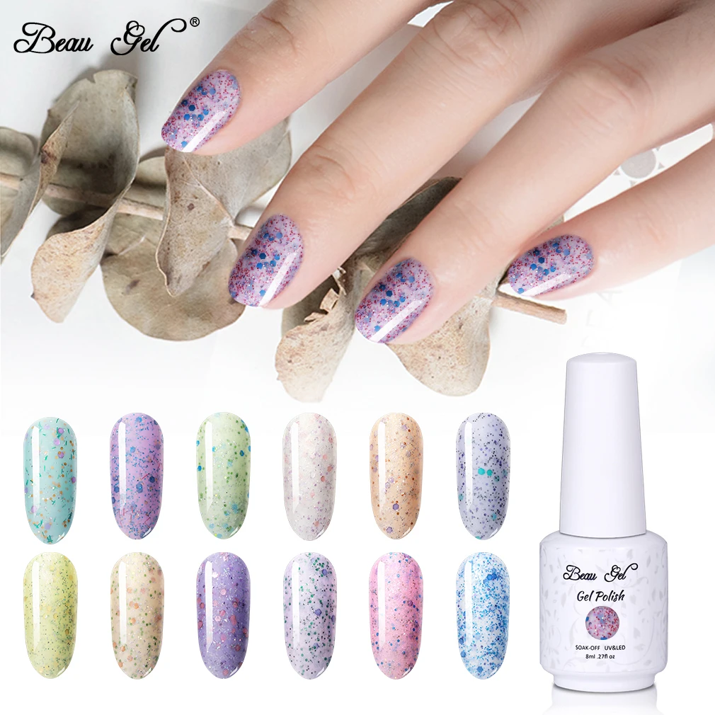 

Beau Gel 8ml Gel Nail Polish Cheese Sand Vernis Semi Permanent Nail Polish Soak Off UV Gel Varnish Hybrid Nails Lacquer Nail Art