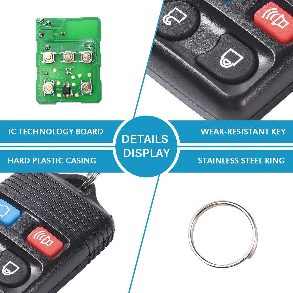 MICTUNING 2 4 кнопки дистанционного ключа автомобиля Transit Keyless Fob 315 МГц/433 МГц для Ford Полный пульт дистанционного управления схема